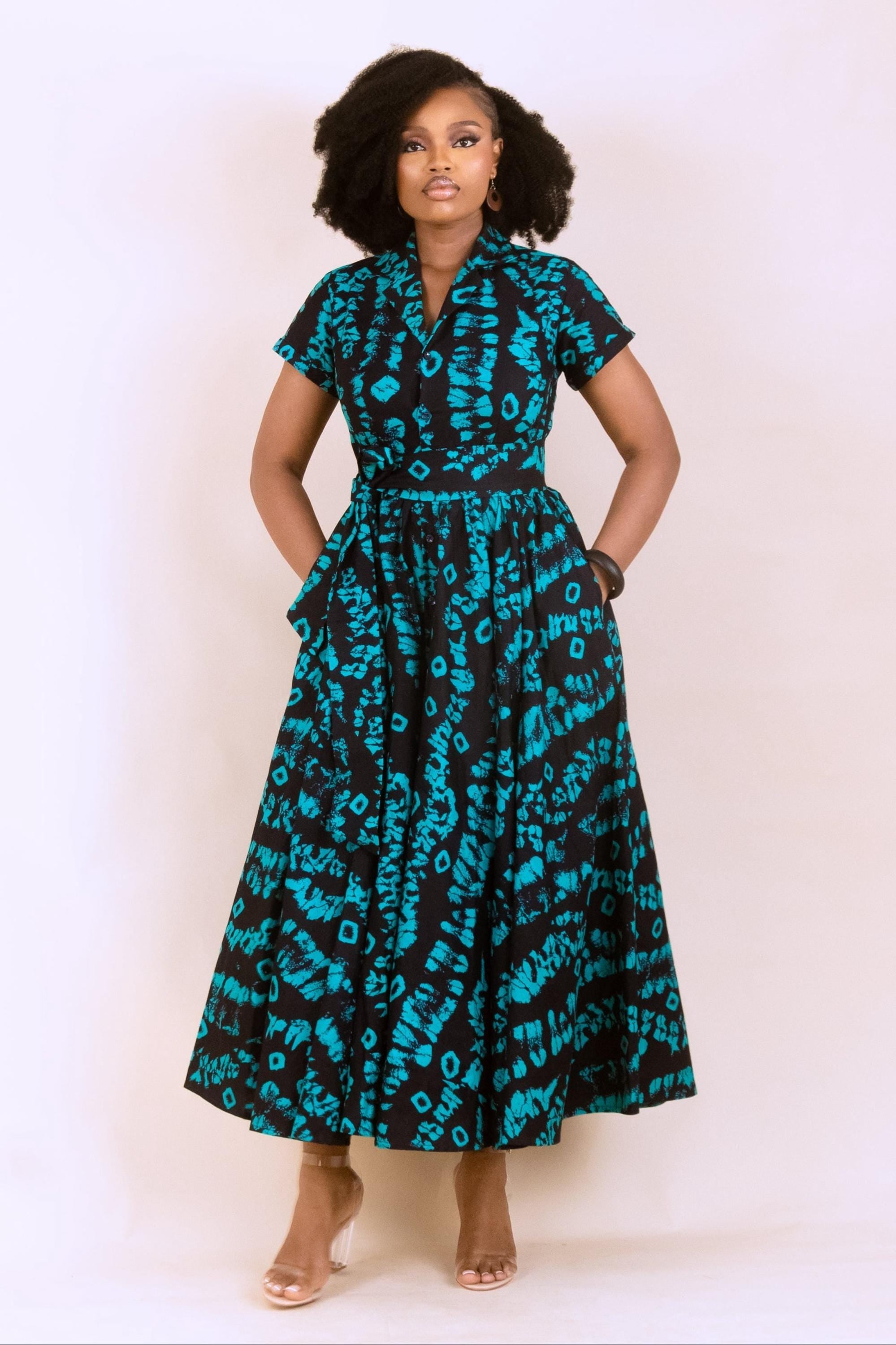 SANYU Ankara Maxi Shirt Dress — African print dress by Naborhi