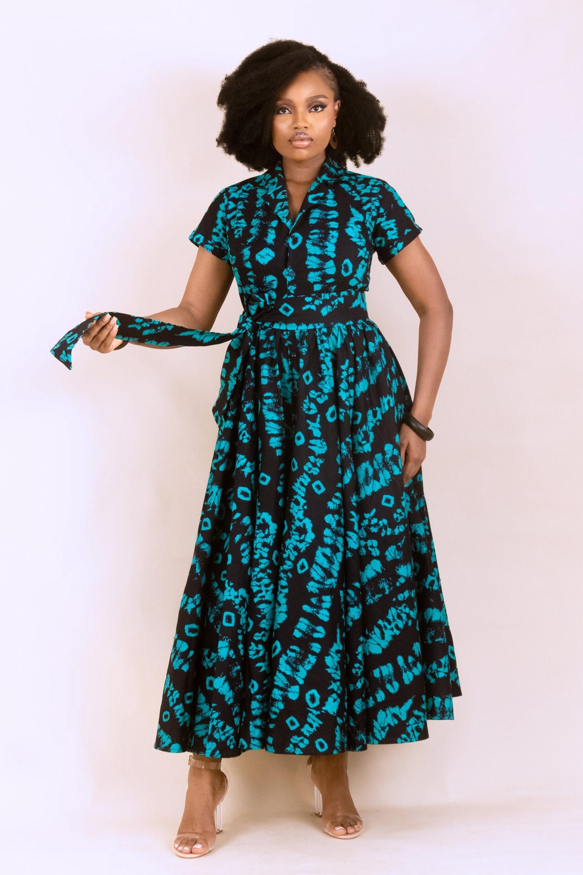 SANYU Ankara Maxi Shirt Dress — made to order African print dress | Naborhi