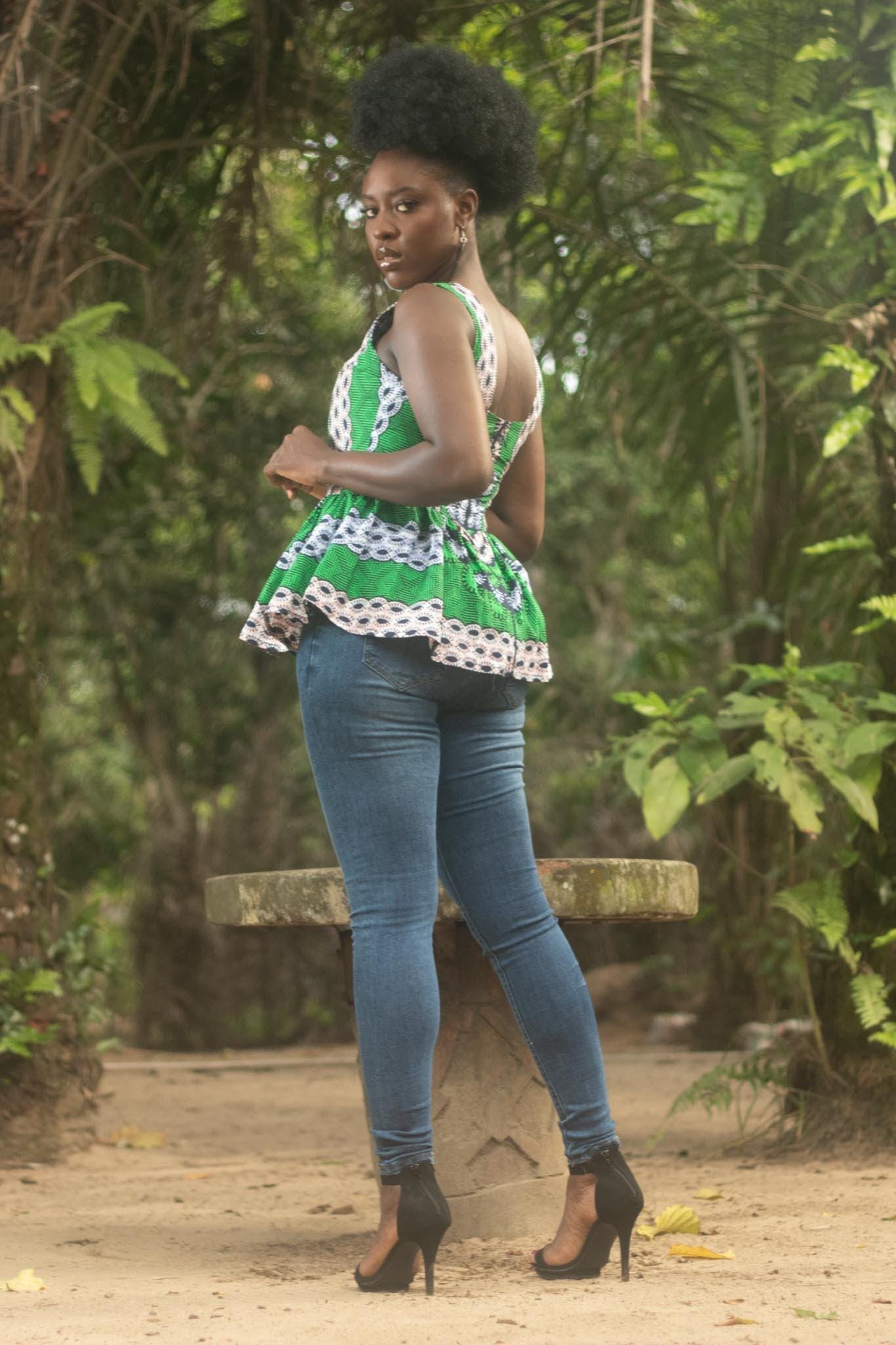 Sample: MARIEMA Ankara Peplum Top - Women (Size UK 10) — women's African print clothing by Naborhi