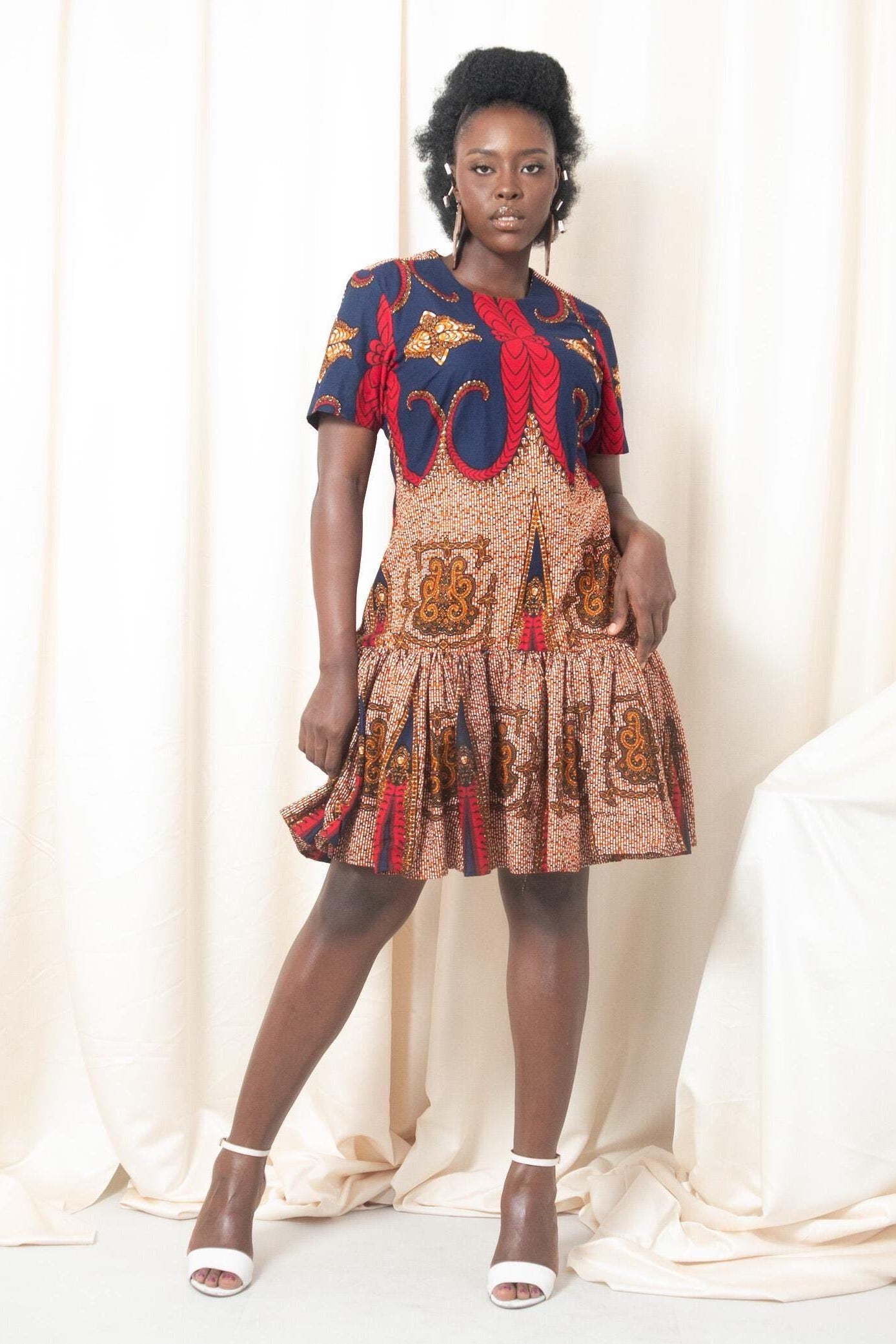 BELUCHI Ankara Mini Shift Dress — African print dress by Naborhi