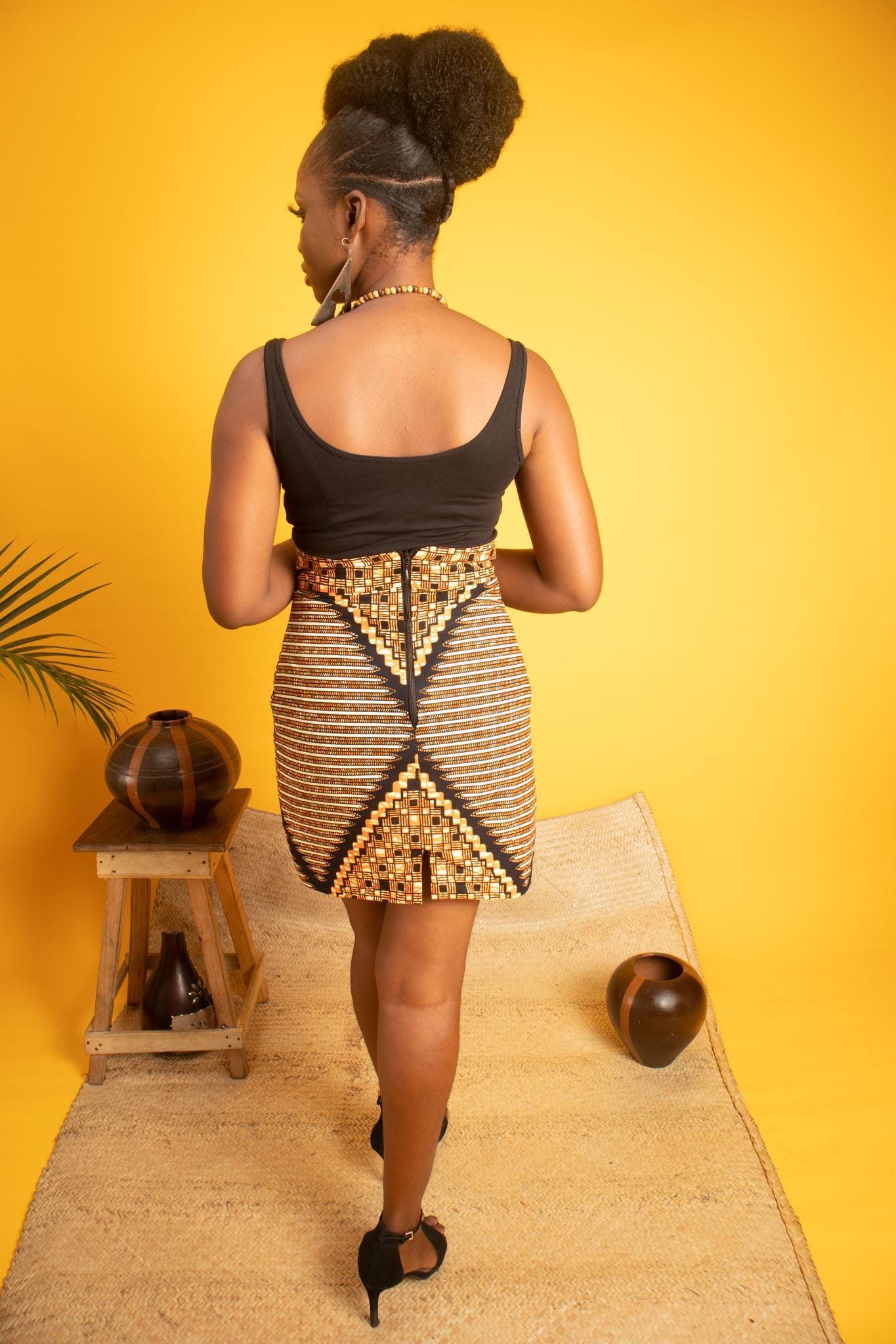 Sample: FISAYO Ankara Mini Skirt - Women (Size UK 10) detail — handcrafted in Nigeria by Naborhi