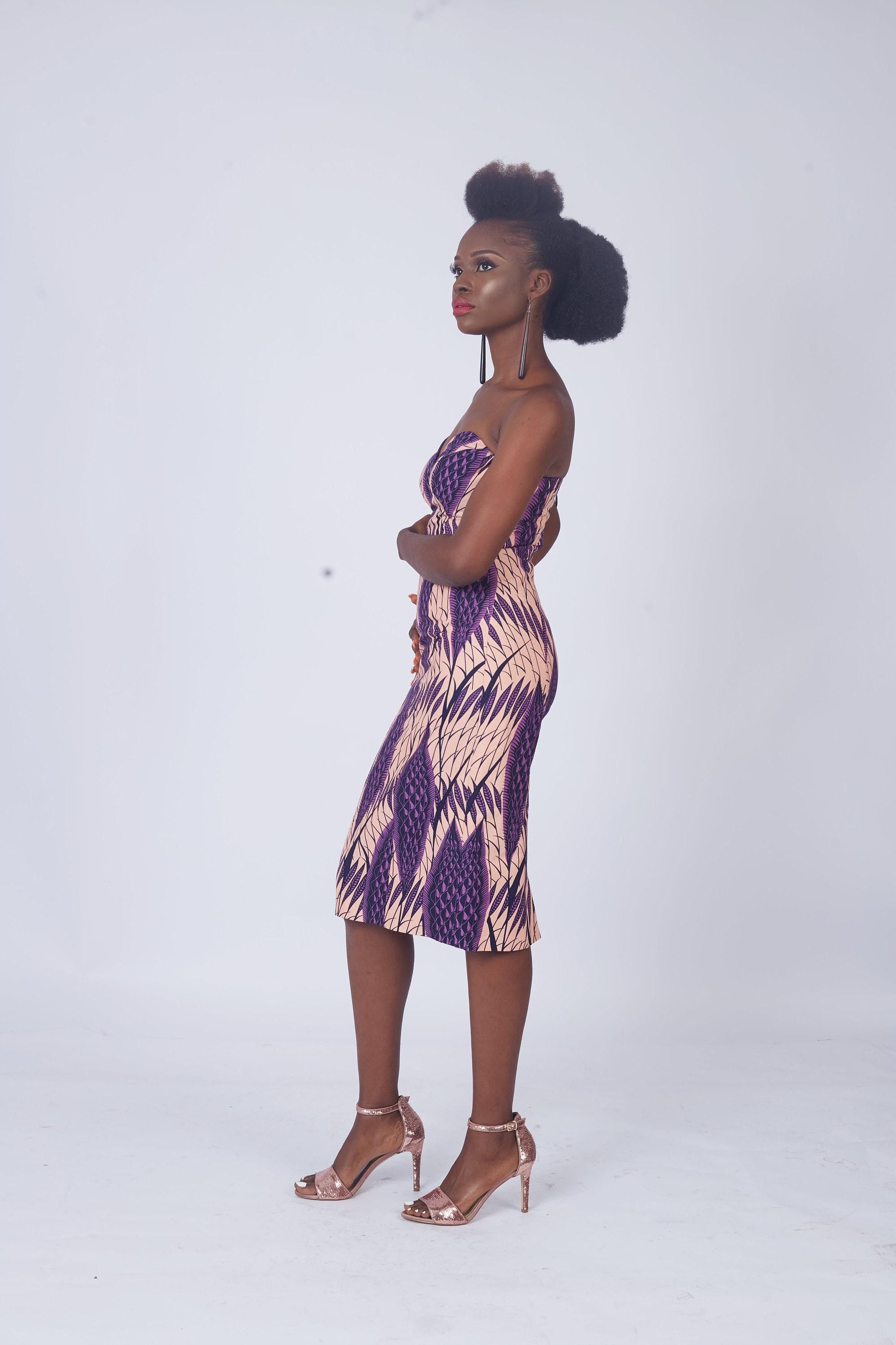NAILAH Ankara Strapless Midi Dress — women's African print clothing by Naborhi