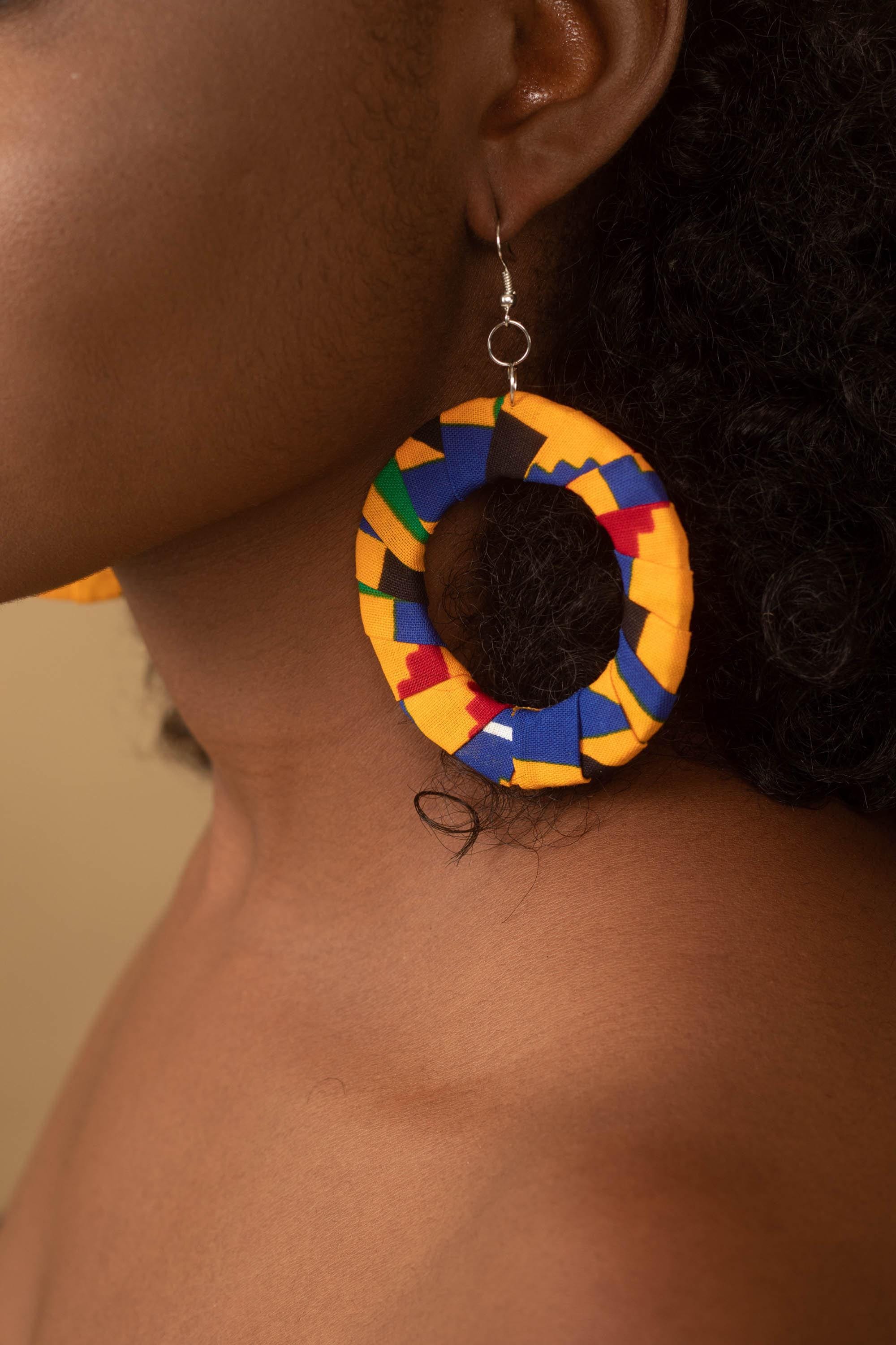 HASINA Ankara Hoop Earrings — made to order African print earring | Naborhi