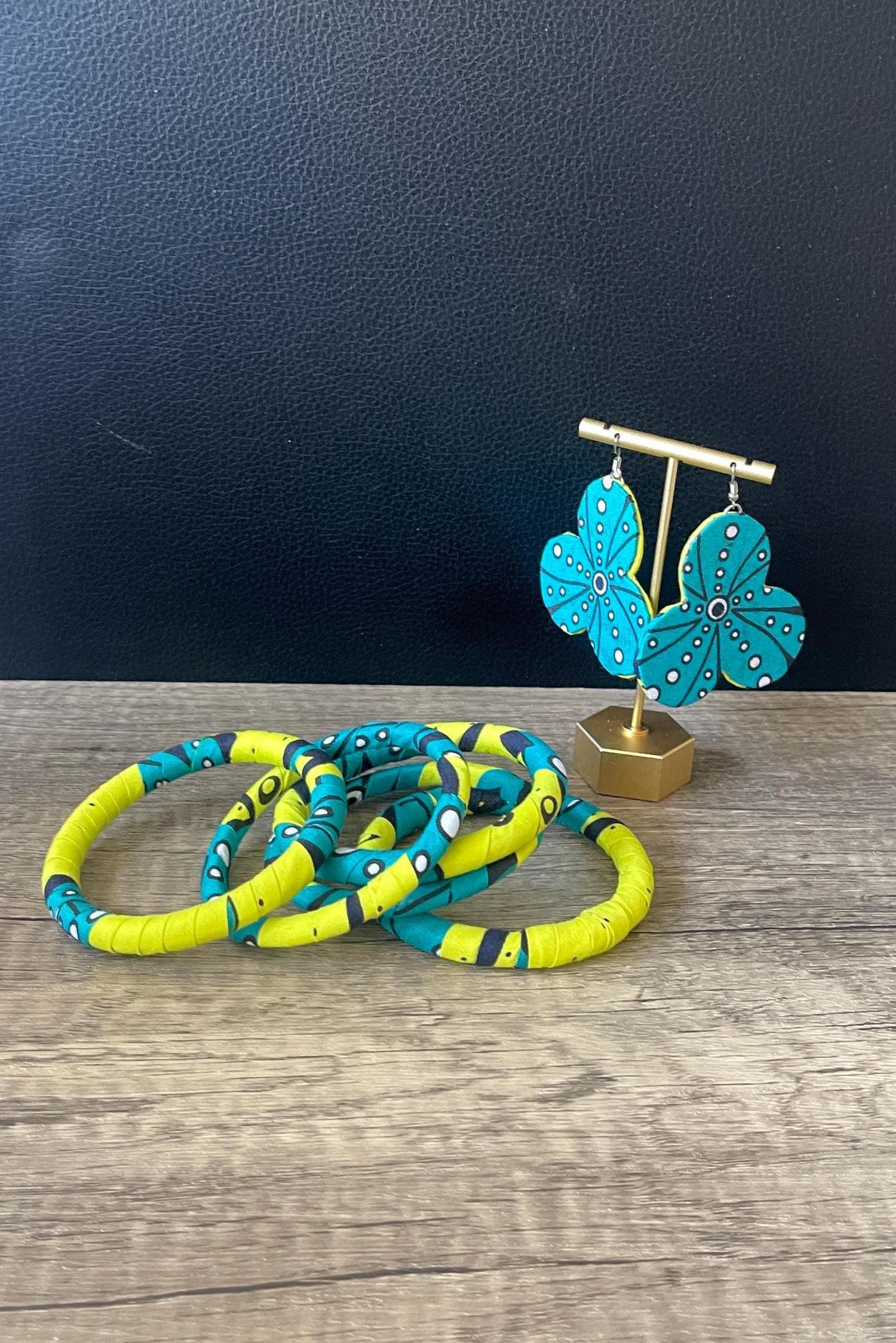 JINA Ankara Bangle Set detail — handcrafted in Nigeria by Naborhi