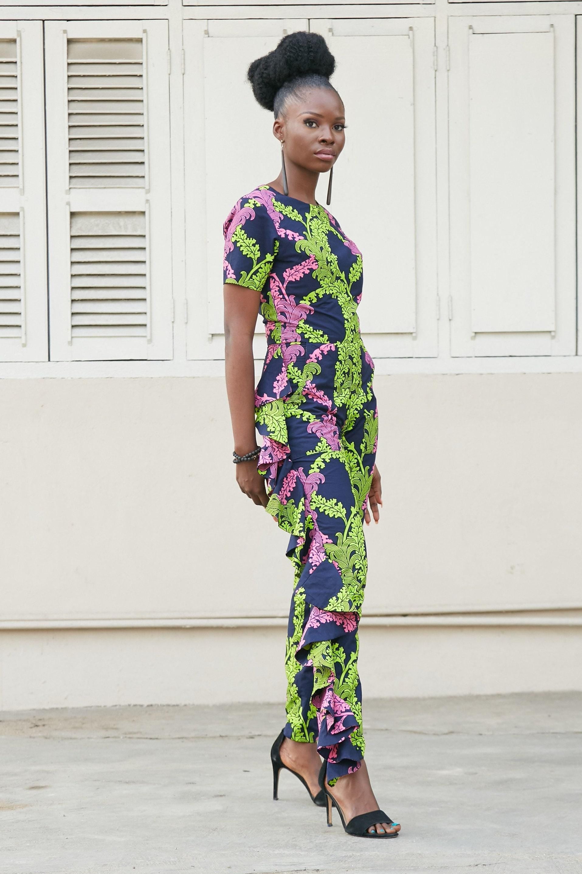 TISA Ankara Jumpsuit detail — handcrafted in Nigeria by Naborhi