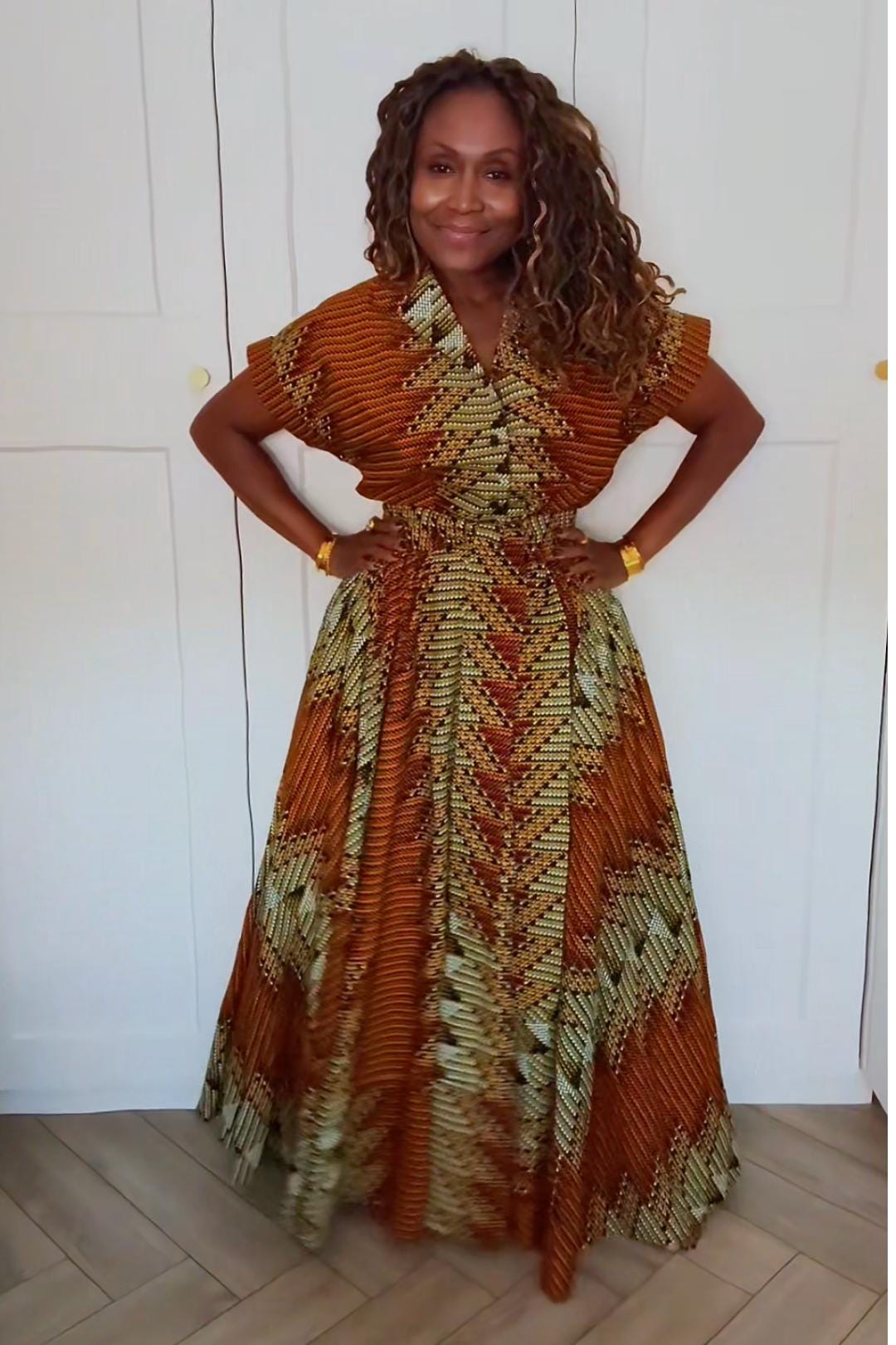 DELE Ankara Maxi Dress detail — handcrafted in Nigeria by Naborhi