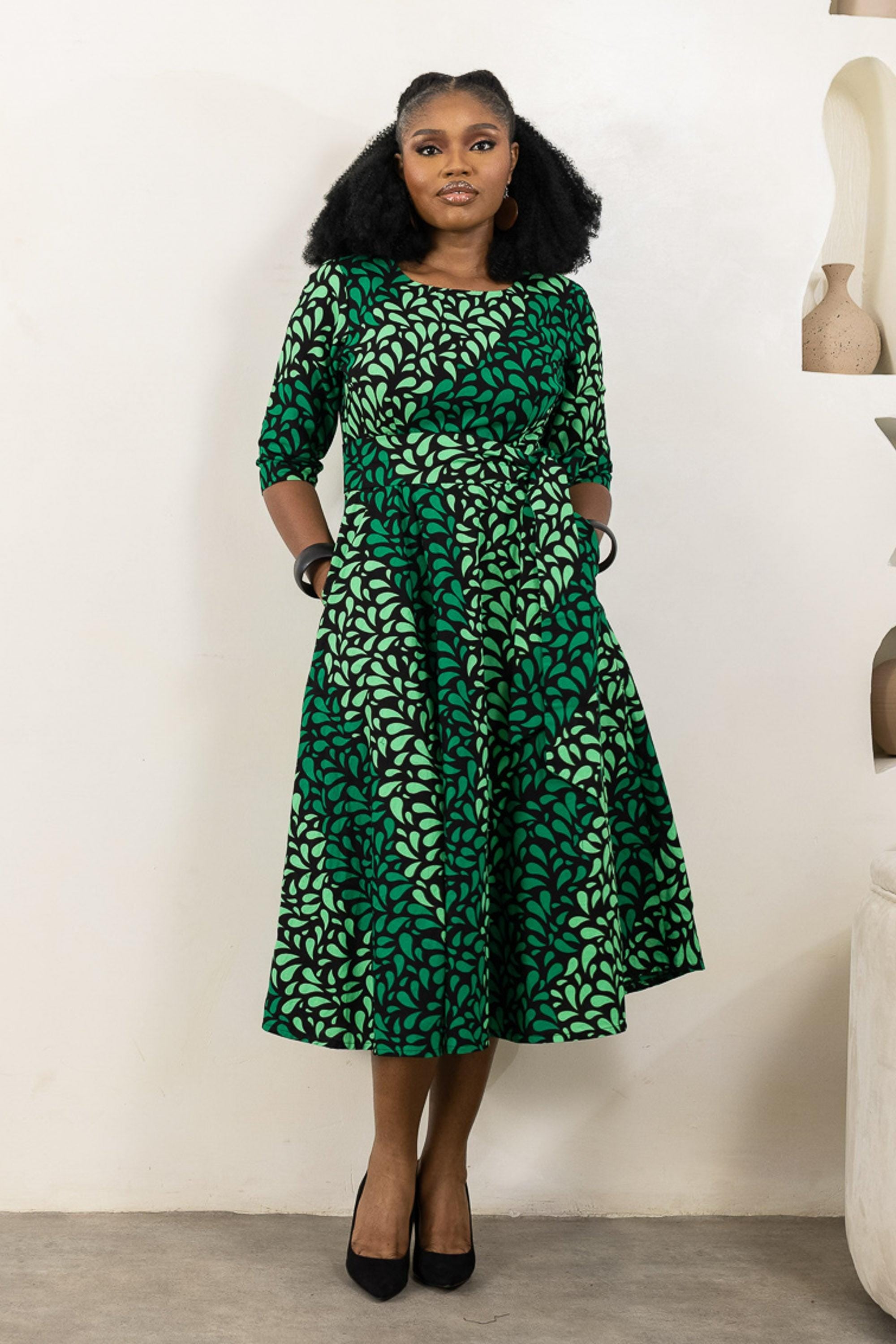 ZORLE Ankara Flared Midi Dress — African print dress by Naborhi