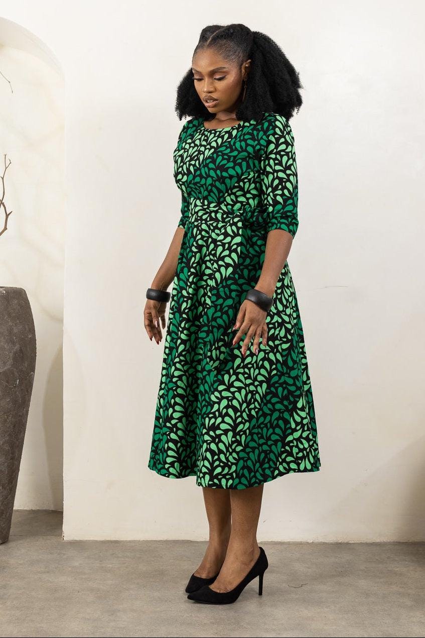 ZORLE Ankara Flared Midi Dress — made to order African print dress | Naborhi