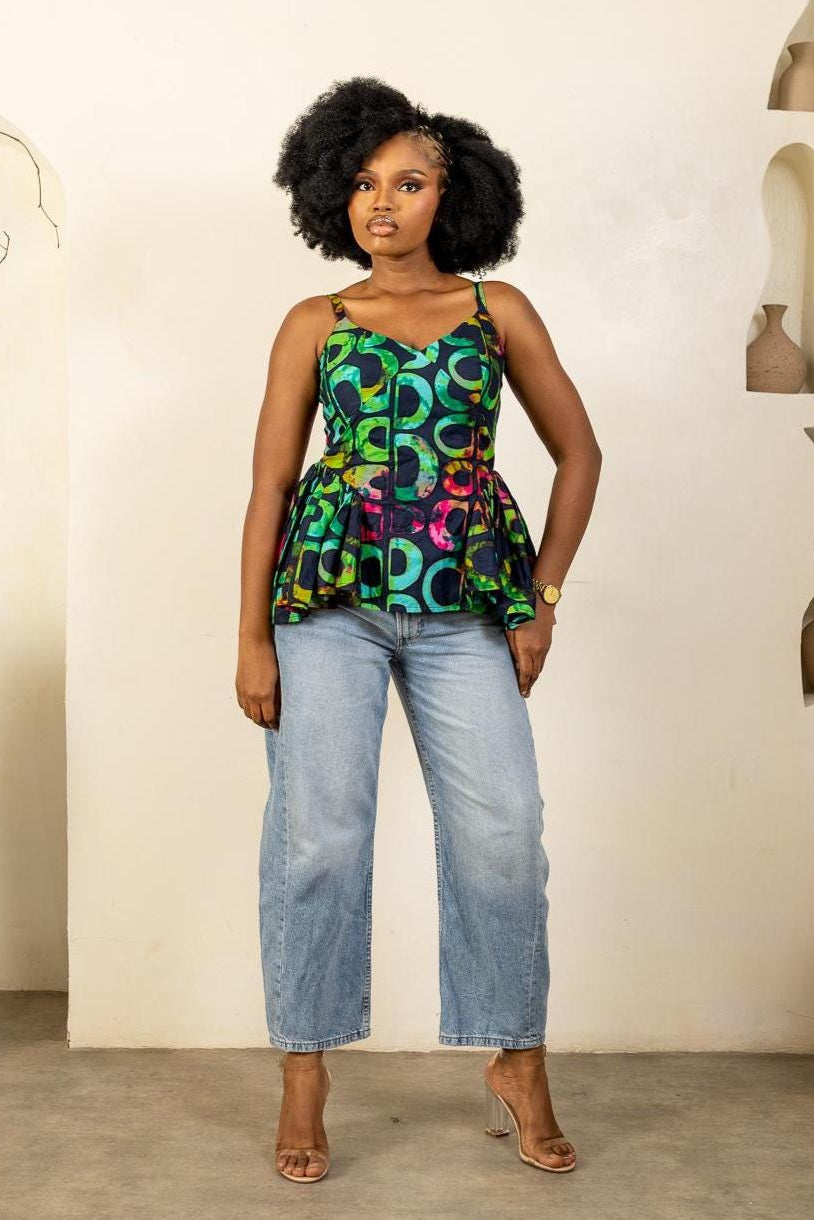 KESANDU Ankara Peplum Top — made to order African print top | Naborhi