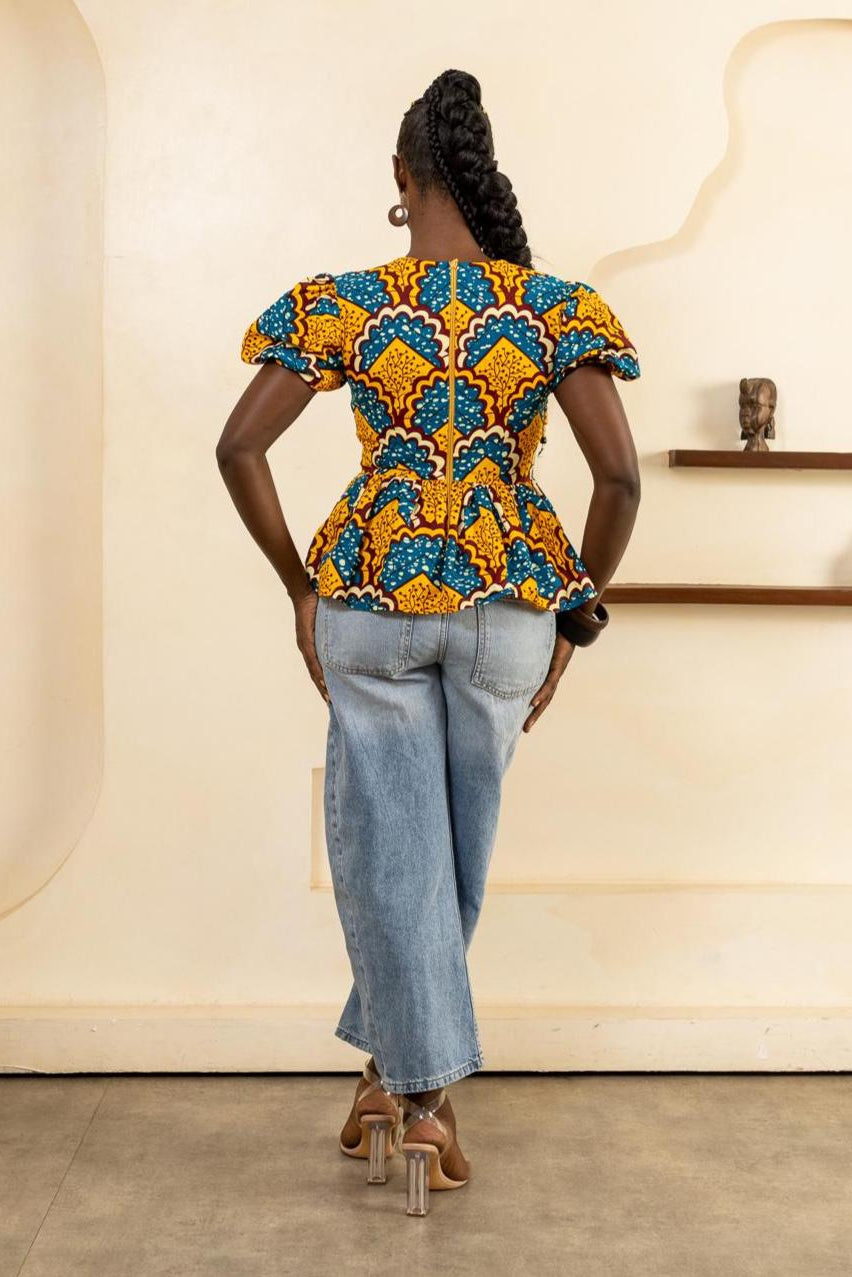 EREBI Ankara Peplum Top — women's African print clothing by Naborhi