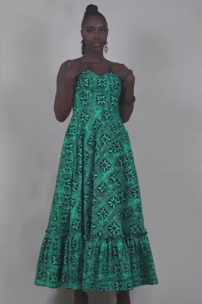 Ankara Taji Tiered Midi Dress