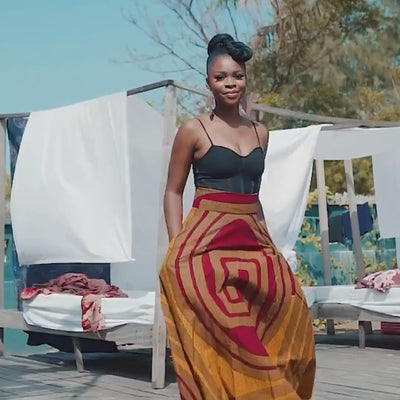 AKANNI Ankara Maxi Flared Skirt - Women — video by Naborhi