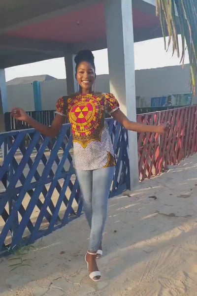 OLUSOLA Ankara Short Sleeve Top - Women — video by Naborhi