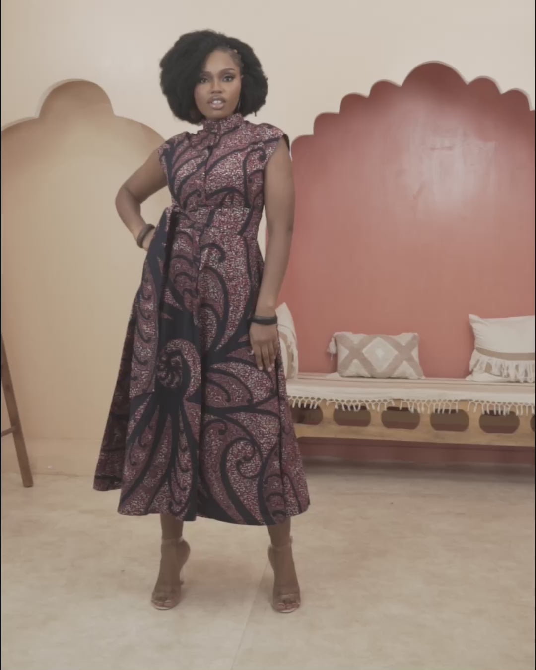KERHI Ankara Midi Shirt Dress in African Print, handcrafted in Nigeria by Naborhi